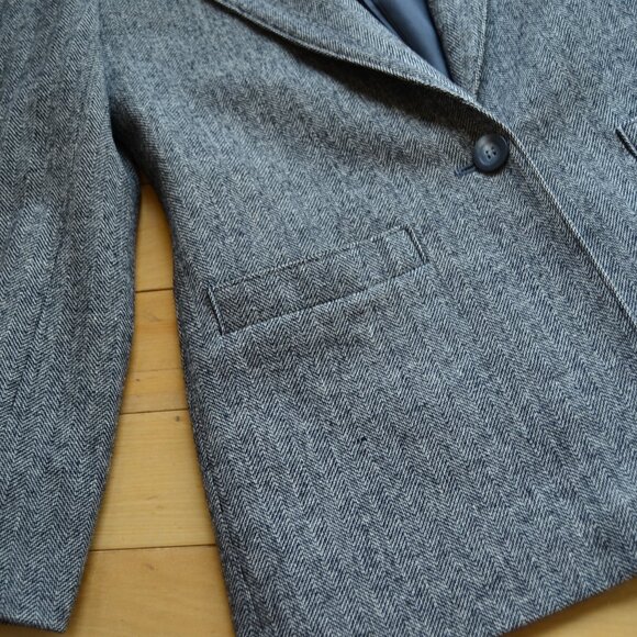 Pendleton Vintage Gray Wool Herringbone Preppy Academia Blazer Jacket Size 2 - Picture 5 of 15